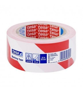Tesa İkaz Bandı Yer İşaretleme Çizgili Kırmızı-Beyaz 33x50 60760-00092-15