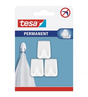 Tesa Permanent Askı Plastik Küçük Dikd. Beyaz 3adt 66606