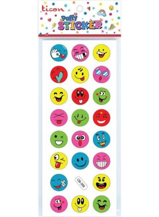 Ticon Puffy Sticker Gülen Yüz Tps-001/6 (1 Adet)