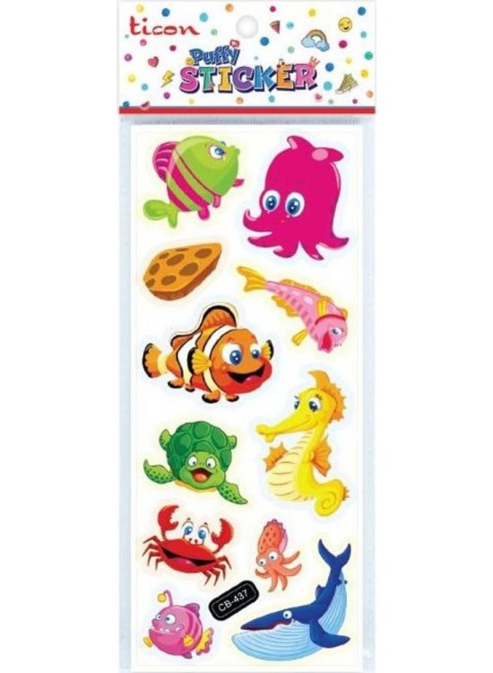 Ticon Puffy Sticker Hayvan Figürleri TPS-007/6 (1 Adet)