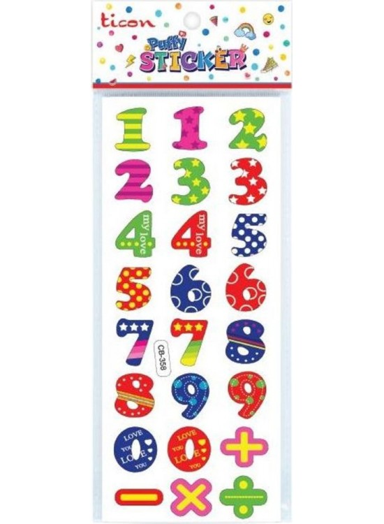 Ticon Puffy Sticker Rakam Tps-006/2 (1 Adet)