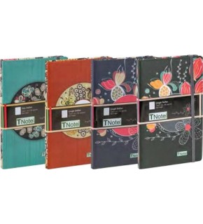 Tnote Ciltli Sert Kapak Defter (Kağıt Kaplı) 13x21 Cm 80 Sarı Syf Lastikli Çizgili