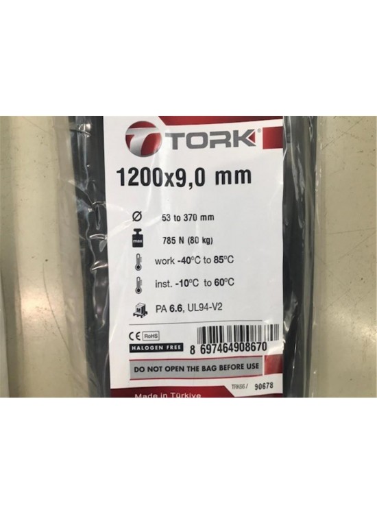 Tork TRK-1200-90B Siyah 100lü Kablo Bağı
