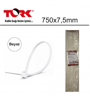 Tork TRK-750-7,5mm Beyaz 100lü Kablo Bağı