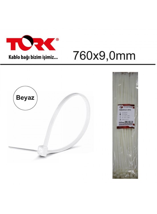 Tork TRK-760-9,0mm Beyaz 100lü Kablo Bağı (86978)
