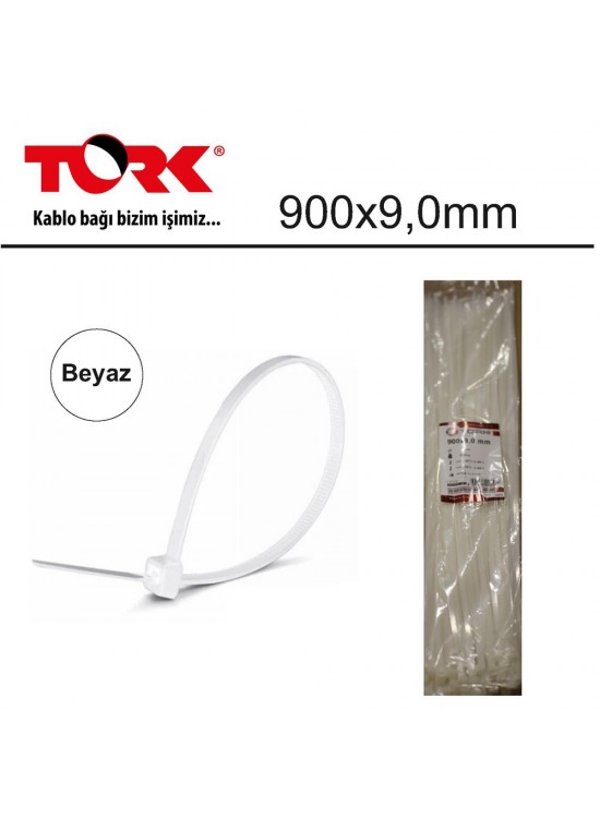 Tork TRK-900-9,0mm Beyaz 100lü Kablo Bağı
