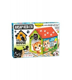 Totteriq Ahşap Boyama Kedi Evi 3006