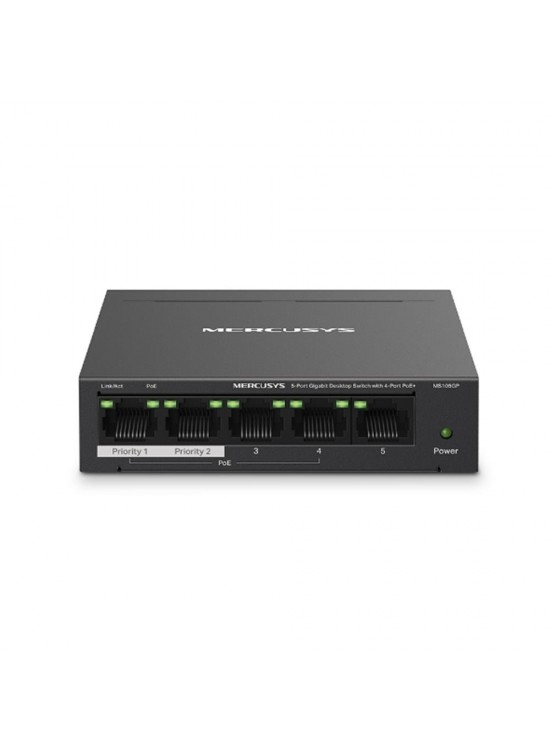 Tp-Link Mercusys MS105GP 5 Port 10-100-1000 Mbps Poe+ Switch Metal Kasa