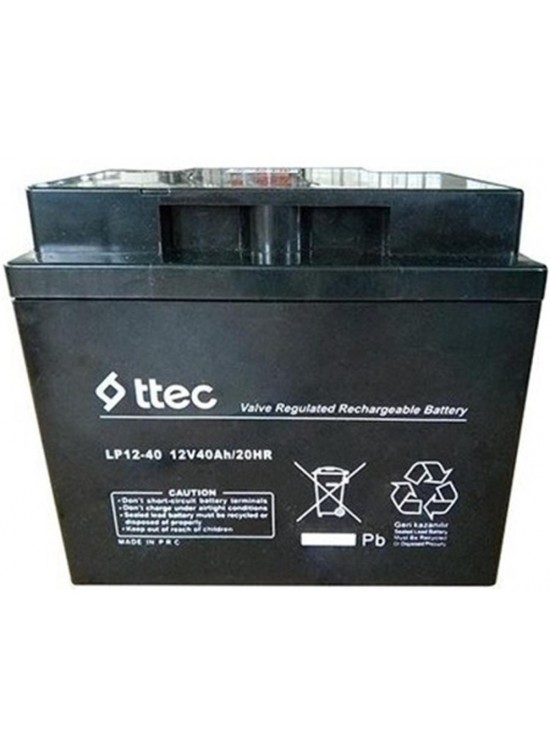 Ttec 12V 40AH Bakımsız Kuru Akü
