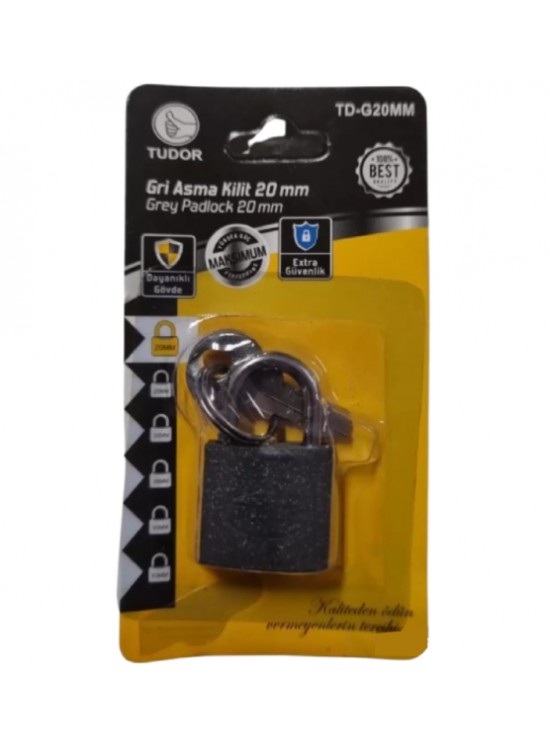 Tudor Gri Asma Kilit 20Mm TD-G20MM
