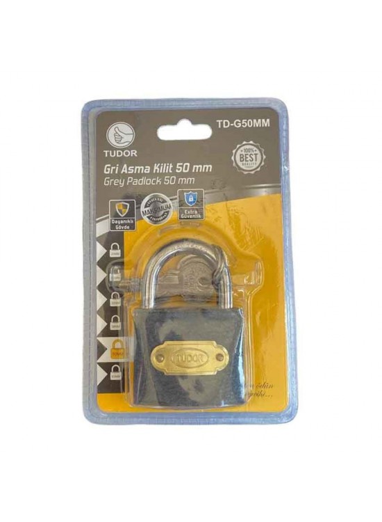 Tudor Gri Asma Kilit 50Mm TD-G50MM