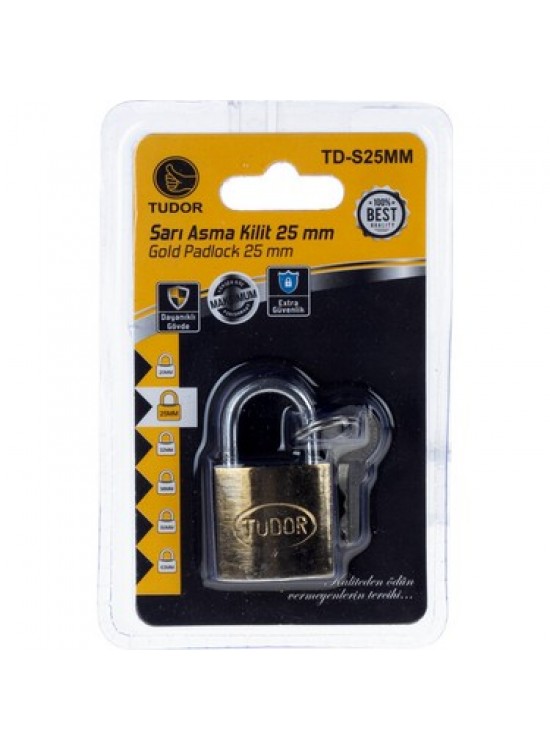 Tudor Sarı Asma Kilit 25Mm TD-S25MM