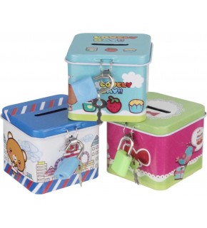 Tutku Metal Kare Kilitli Kumbara