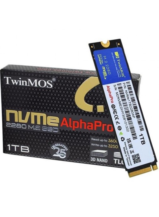 TwinMOS 1TB M.2 PCIe Gen3 NVMe SSD (3600-3250Mb-s) NVMe1TB2280AP TLC 3DNAND Ssd