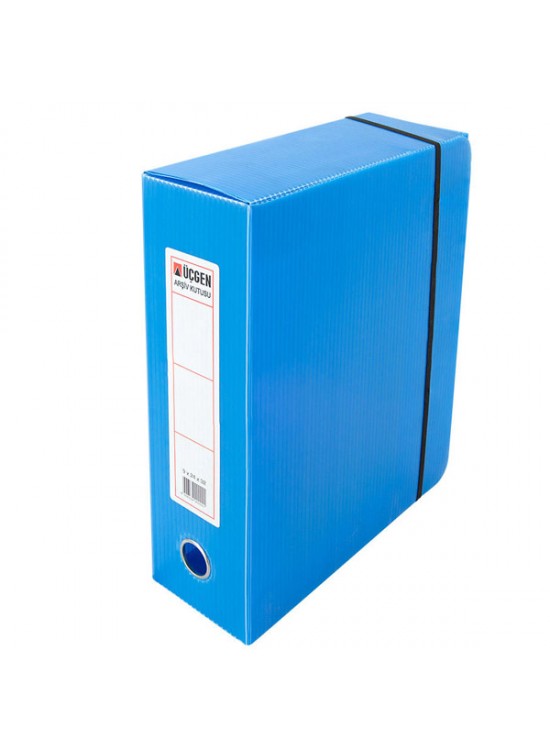 Üçgen Proje Kutusu Plastik Lastikli Geniş 24x32x9 Mavi (1 Adet)