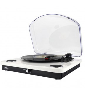 UMİE Bemol Beyaz Piano Kaplama 10W BT İN, BT OUT, RCA, USB Özellikli Nostaljik Pikap