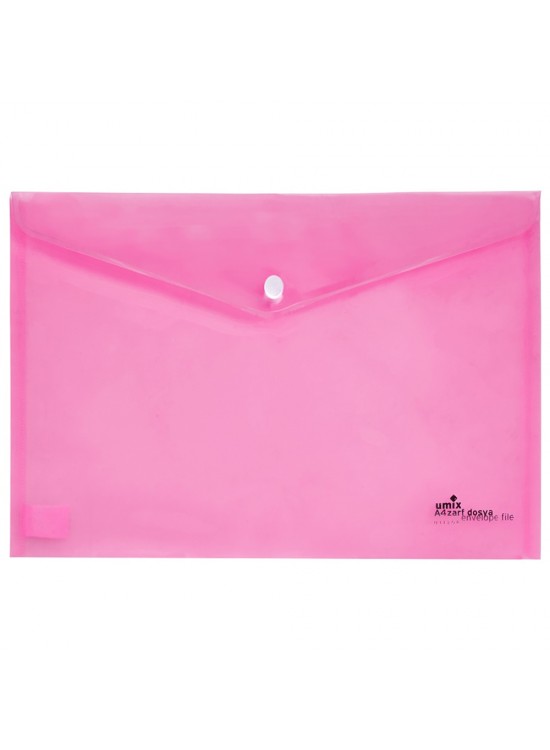 Umix Çıtçıtlı Şeffaf Zarf Dosya Pembe Eco U1120P-PE-ECO (1 Adet)