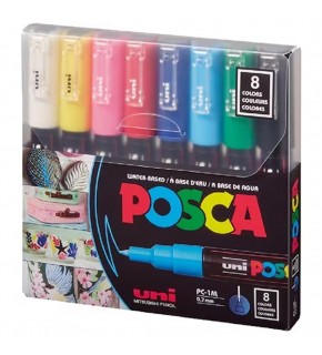 Uni-Ball Markör Boyama Posca Su Bazlı 0.7 MM Anarenk 8 Li