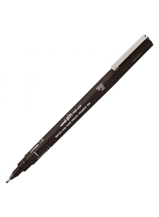 Uni-Ball Pin 1.0 Fine Line Kesik Uçlu Kalem Siyah PIN CS1-200 (1 Adet)