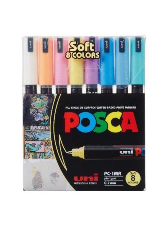 Uni-Ball Posca 0.7 Su Bazlı Poster Markörü Soft Renk 8 Li PC-1MR/8C Uni-Ball Posca 0.7 Su Bazlı Poster Markörü Soft Renk 8 Li PC-1MR/8C