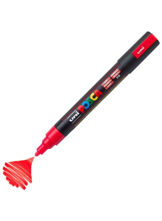 Uni-Ball Posca 1.8-2.5 Su Bazlı Poster Markörü F.Kırmızı N (1 Adet)