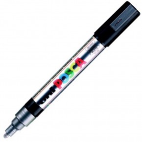 Uni-Ball Posca 1.8-2.5 Su Bazlı Poster Markörü Gümüş Pc-5M (1 Adet)