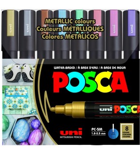 Uni-Ball Posca 1.8-2.5 Su Bazlı Poster Markörü Metalik 8 Li PC-5M/8C