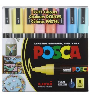 Uni-Ball Posca 1.8-2.5 Su Bazlı Poster Markörü Sotf Renk 8 Li PC-5M/8C