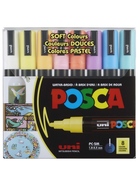 Uni-Ball Posca 1.8-2.5 Su Bazlı Poster Markörü Sotf Renk 8 Li PC-5M/8C Uni-Ball Posca 1.8-2.5 Su Bazlı Poster Markörü Sotf Renk 8 Li PC-5M/8C