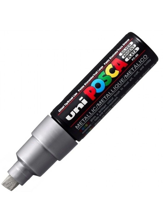 Uni-Ball Posca 8.0 Su Bazlı Poster Markörü Gümüş PC-8K (1 Adet)