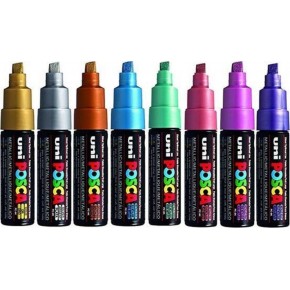 Uni-Ball Posca 8.0 Su Bazlı Poster Markörü Metalik Renk 7+1 PC-8K 8P