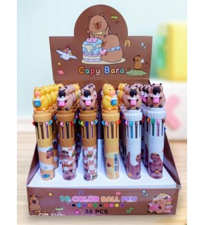 Unick Color Tükenmez Kalem Capybara Tepeli 10 Renk 8611 (1 Adet)