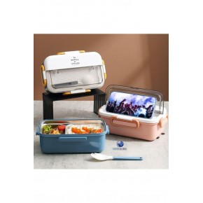 Vagonlife Beslenme Kutusu Lunch Box Paslanmaz Çelik 2 Bölmeli 900 ML Xc-588