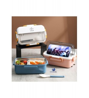 Vagonlife Beslenme Kutusu Lunch Box Paslanmaz Çelik 2 Bölmeli 900 ML Xc-588