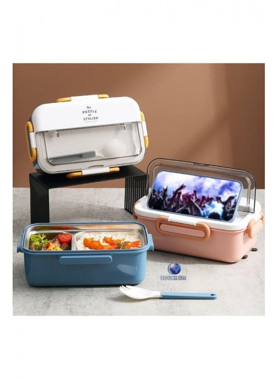 Vagonlife Beslenme Kutusu Lunch Box Paslanmaz Çelik 2 Bölmeli 900 ML Xc-588