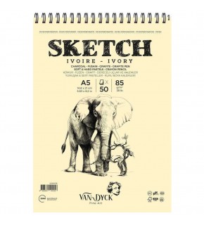 Van Dyck Skecth Çizim Blok A5 85 GR 50 YP Doku Üst Spral