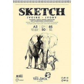 Van Dyck Skecth Çizim Blok Dokulu A3 85 GR Üsten Spiralli 50 YP
