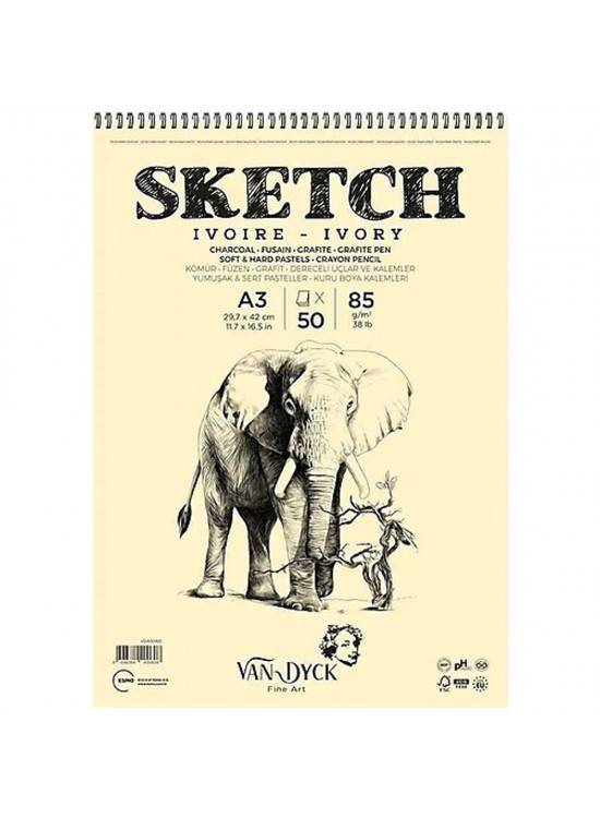 Van Dyck Skecth Çizim Blok Dokulu A3 85 GR Üsten Spiralli 50 YP Van Dyck Skecth Çizim Blok Dokulu A3 85 GR Üsten Spiralli 50 YP