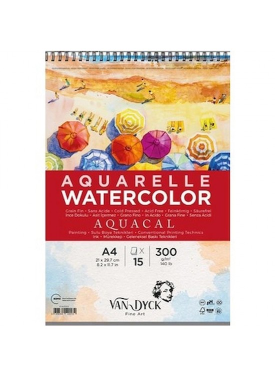 Van Dyck Sulu Boya Blok Aquacal İnce Dokulu Cldpres A4+Üst Sprl  15 YP