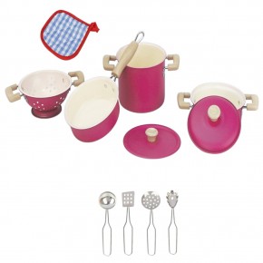 Vardem 11 Parca Pembe Emaye Tencere Tava Set