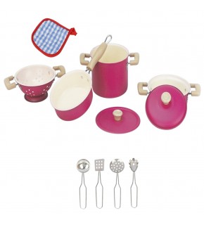 Vardem 11 Parca Pembe Emaye Tencere Tava Set