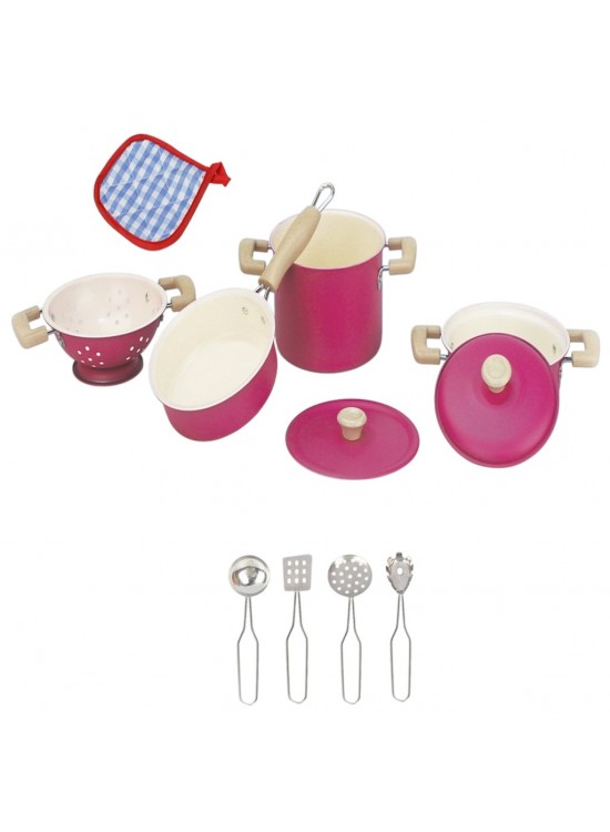 Vardem 11 Parca Pembe Emaye Tencere Tava Set