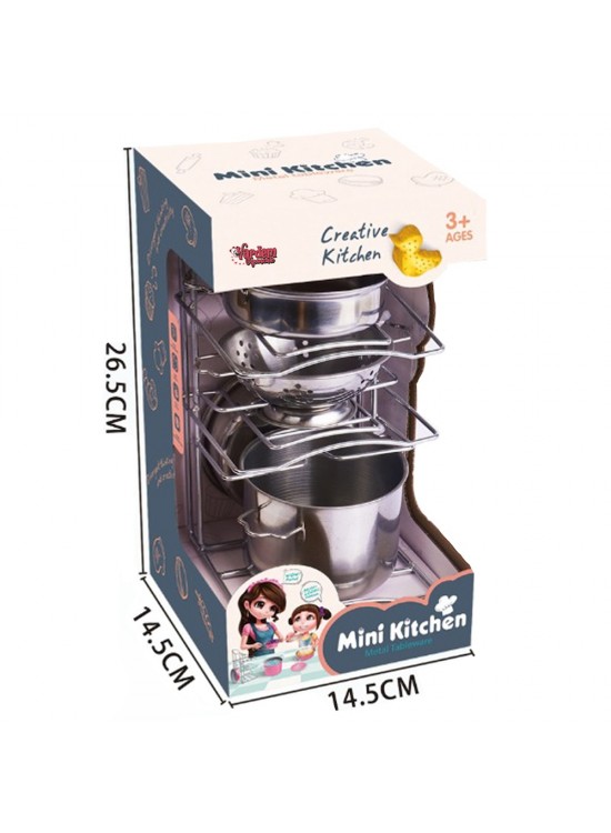 Vardem Oyuncak 7 Parça Raflı Çelik Tencere Tava Seti VRD-ATF-683G-2