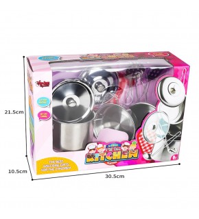 Vardem Oyuncak 8 Parça Çelik Tencere Tava Seti VRD-ATF-1818-3