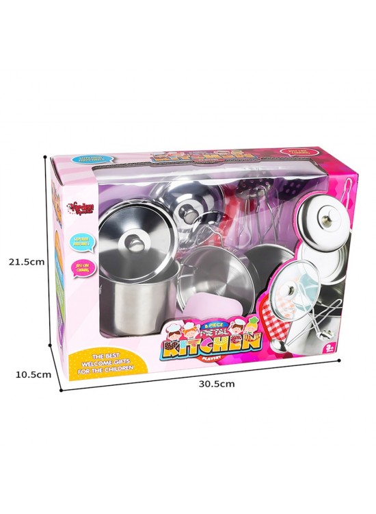 Vardem Oyuncak 8 Parça Çelik Tencere Tava Seti VRD-ATF-1818-3