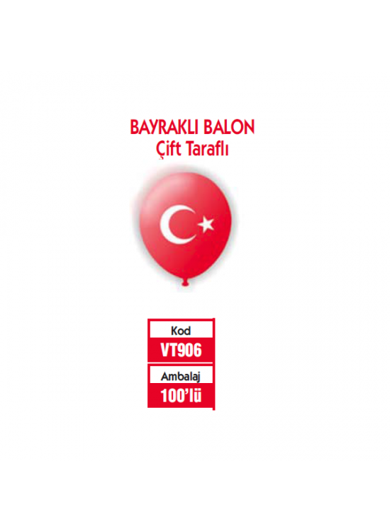 Vatan Balon Ayyıldız Baskılı 100 LÜ VT906