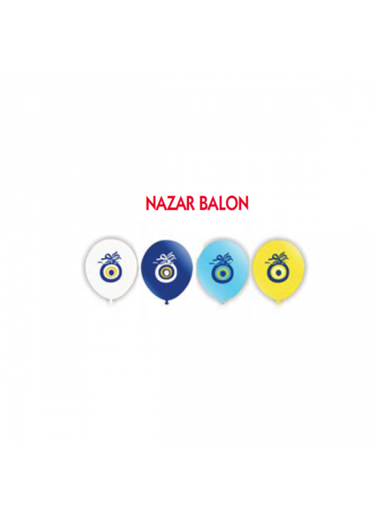 Vatan Balon Nazar Boncuğu Baskılı Beyaz 100 Lü VT911