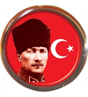 Vatan Rozet Atalı Kalpaklı Bayrak Yuvarlak VT613 (1 Adet)