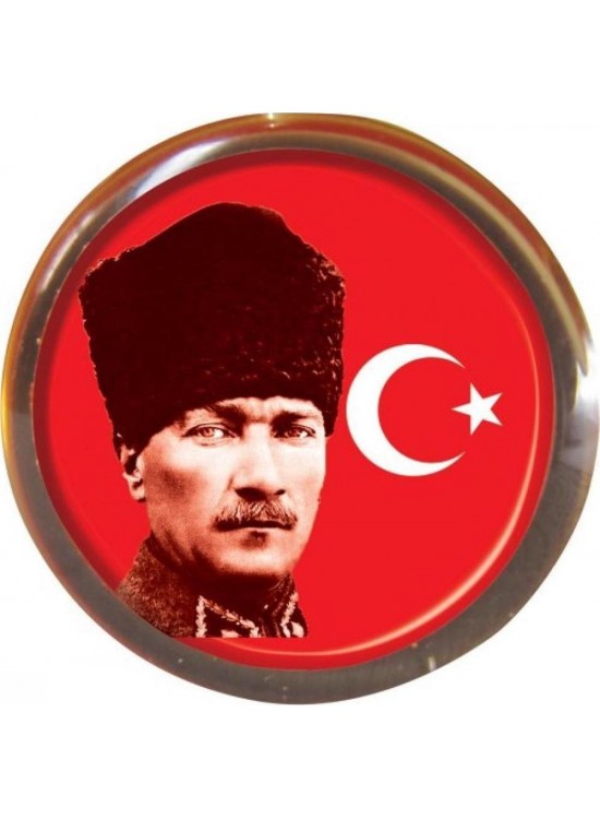 Vatan Rozet Atalı Kalpaklı Bayrak Yuvarlak VT613 (1 Adet)