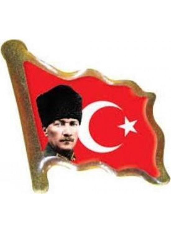 Vatan Rozet Atalı Kalpaklı Bayraklı Dalgalı VT614 (1 Adet)